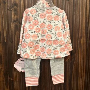 Floral Baby Outfit with Gray Pants